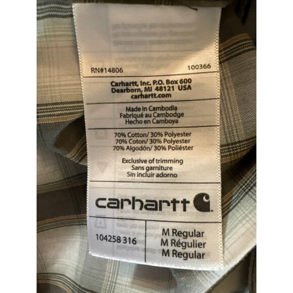 Carhartt Force Relaxed Fit Plaid Short Sleeve Shirt Size M - Picture 7 of 8